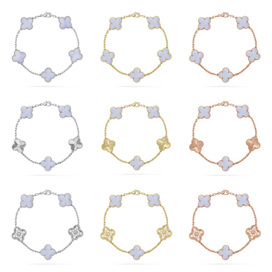[Noble Aura jewelry] CLOVER 5 MOTIF PURPLE CHALCEDONY BRACELET COLLECTION