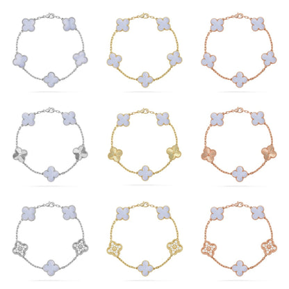 [Noble Aura jewelry] CLOVER 5 MOTIF PURPLE CHALCEDONY BRACELET COLLECTION