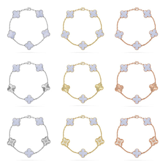 [Noble Aura jewelry] CLOVER 5 MOTIF PURPLE CHALCEDONY BRACELET COLLECTION