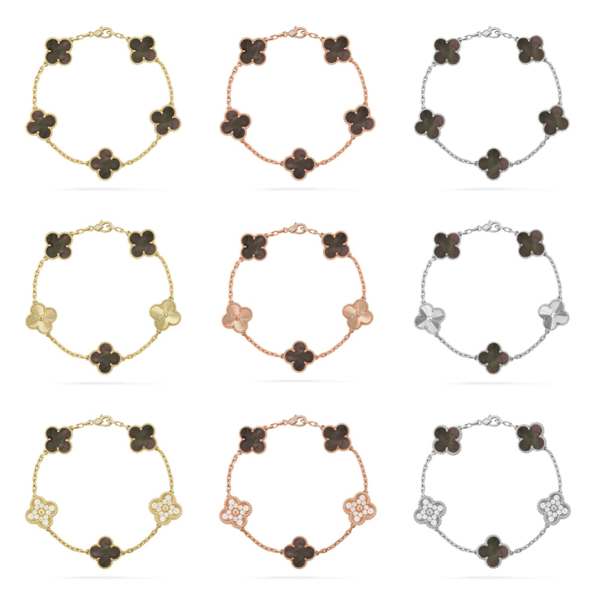 [Noble Aura jewelry] CLOVER 5 MOTIF GRAY MOP BRACELET COLLECTION