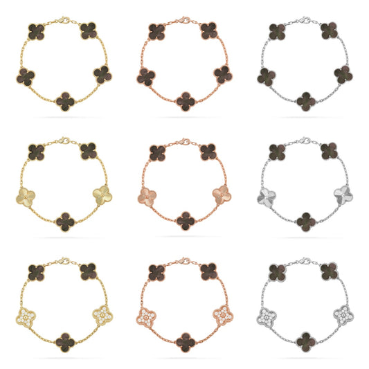 [Noble Aura jewelry] CLOVER 5 MOTIF GRAY MOP BRACELET COLLECTION