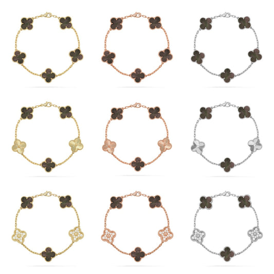 [Noble Aura jewelry] CLOVER 5 MOTIF GRAY MOP BRACELET COLLECTION