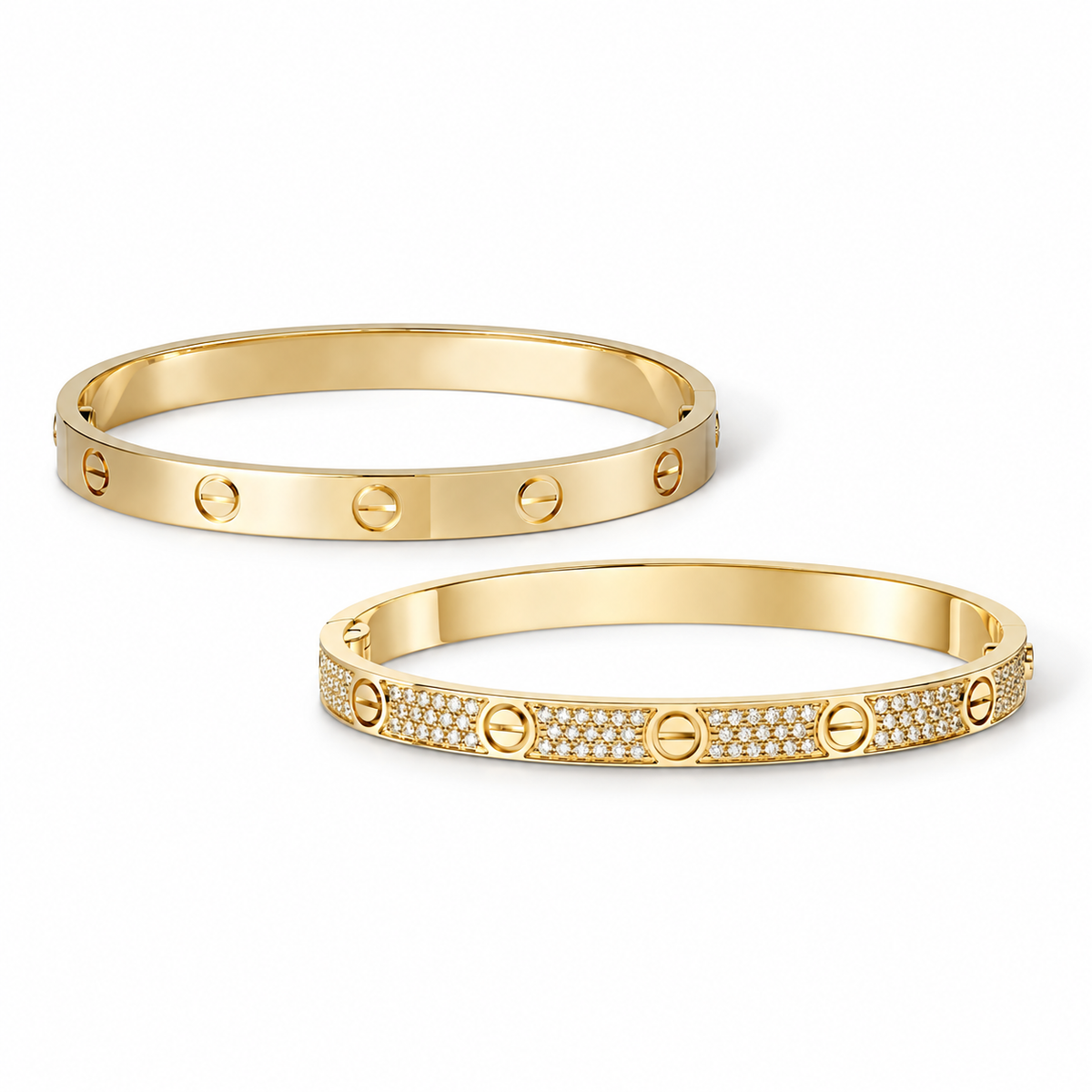 [Noble Aura jewelry] LOVE  Classic & Diamond-Paved Bracelet Stack Set