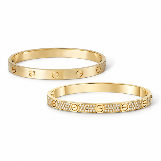[Noble Aura jewelry] LOVE  Classic & Diamond-Paved Bracelet Stack Set