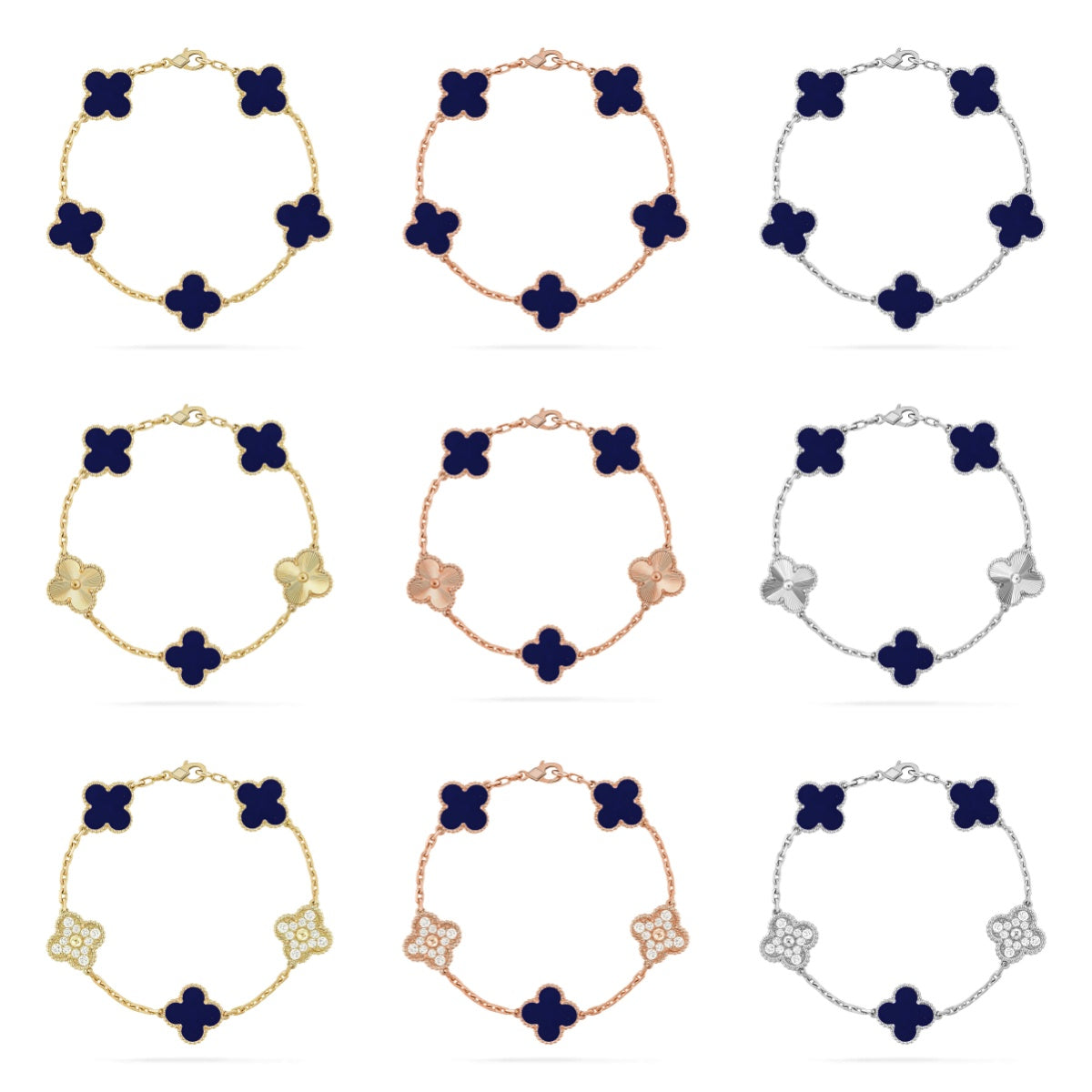 [Noble Aura jewelry]CLOVER 5 MOTIF LAPIS LAZULI BRACELET COLLECTION