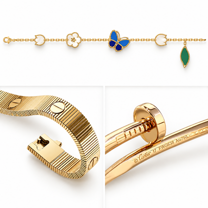 [Noble Aura jewelry]Clover Lucky Spring & Love & Juste Garden 3-Piece  Bracelet Stack Set