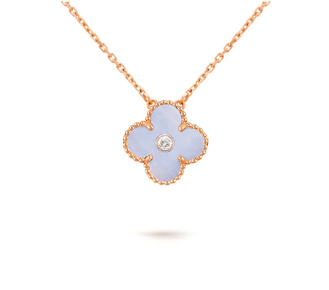 [Noble Aura jewelry]CLOVER 15MM DIAMOND SINGLE FLOWER NECKLACE COLLECTION