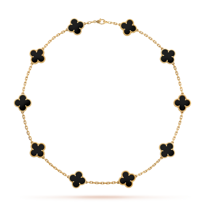 [Noble Aura jewelry]CLOVER 10 MOTIFS ONYX NECKLACE