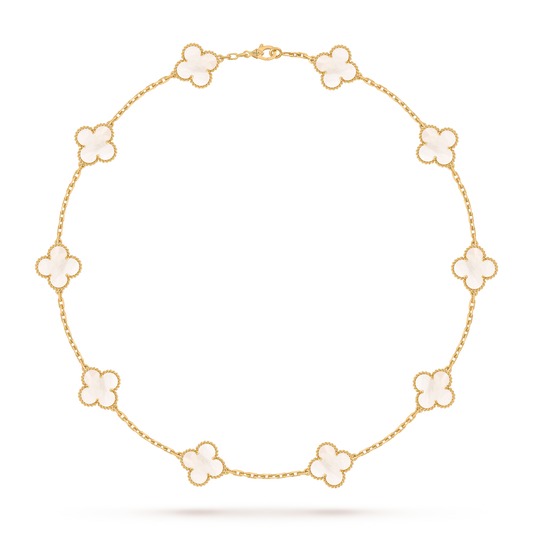 [Noble Aura jewelry]CLOVER 10 MOTIFS PINK MOP NECKLACE