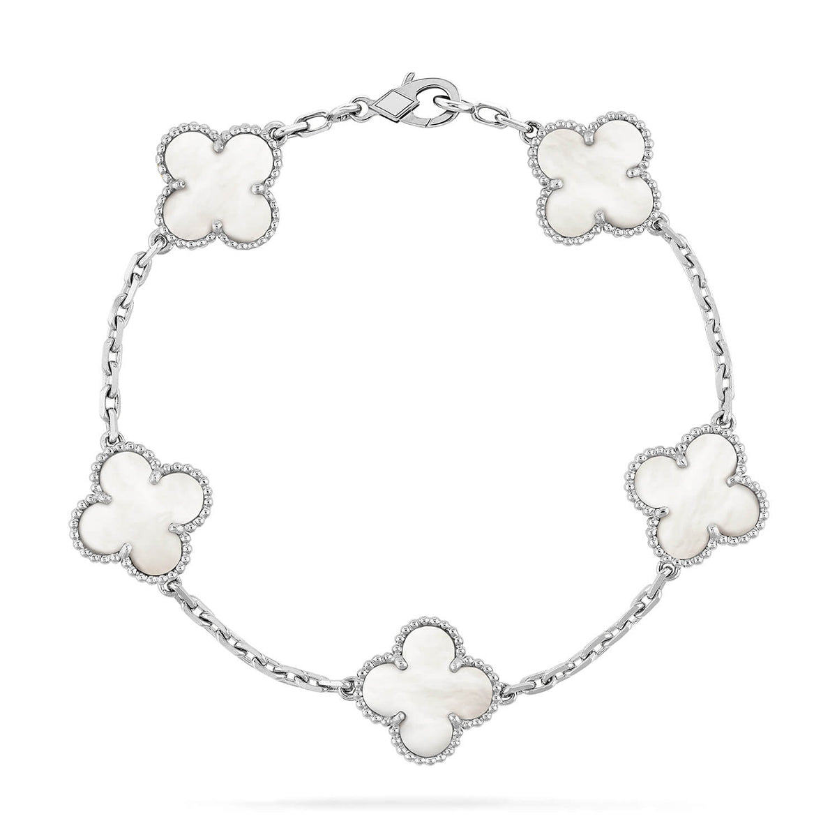 [Noble Aura jewelry]CLOVER WHITE PEARL MOP 5 MOTIF BRACELET COLLECTION