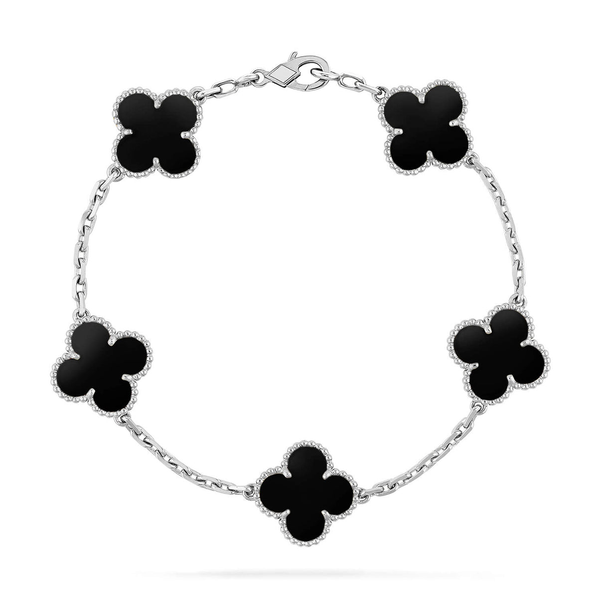 [Noble Aura jewelry]Clover & Love Sliver 2-Piece Bracelet Stack Set