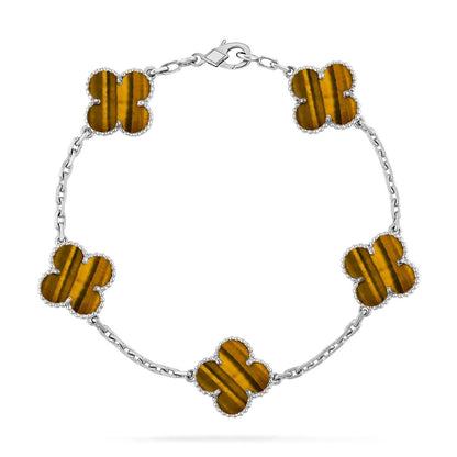[Noble Aura jewelry] CLOVER 5 MOTIFS TIGER EYE BRACELET COLLECTION