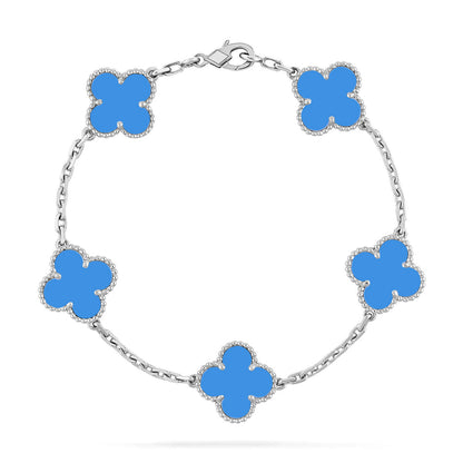 [Noble Aura jewelry] CLOVER 5 MOTIF BLUE AGATE BRACELET COLLECTION
