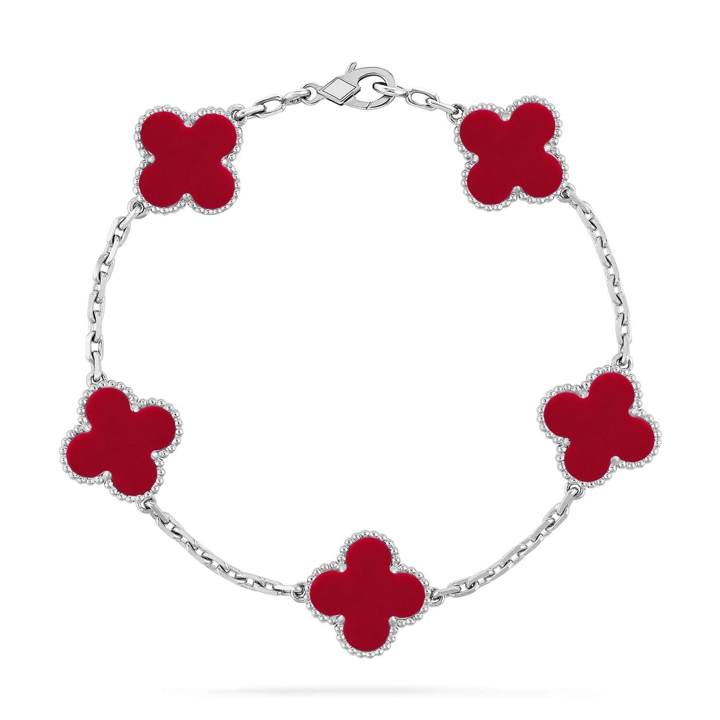 [Noble Aura jewelry] CLOVER 5 MOTIF RED CORNELIAN BRACELET COLLECTION
