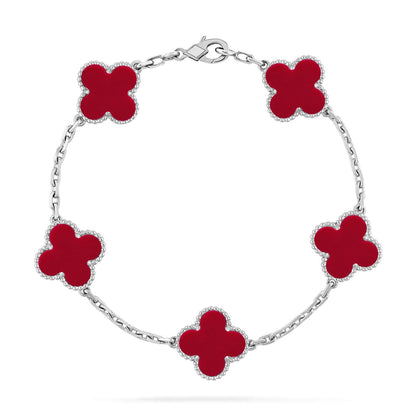 [Noble Aura jewelry] CLOVER 5 MOTIF RED CORNELIAN BRACELET COLLECTION