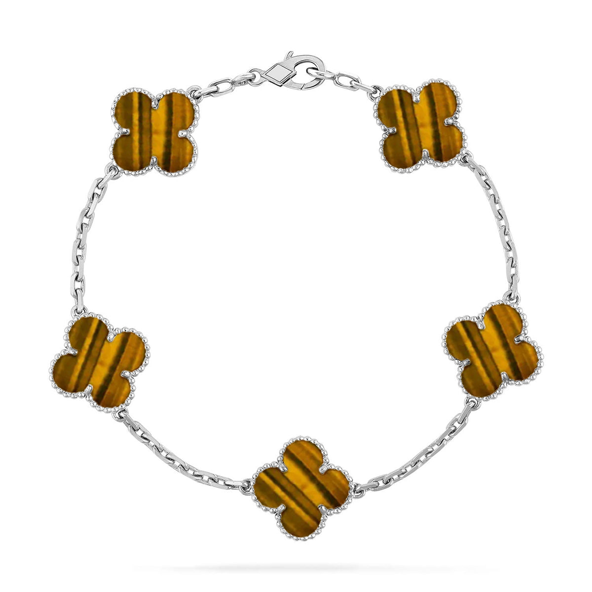 [Noble Aura jewelry] CLOVER 5 MOTIFS TIGER EYE BRACELET COLLECTION
