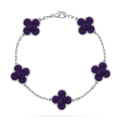 [Noble Aura jewelry]CLOVER 5 MOTIF PURPLE STRIPES BRACELET COLLECTION
