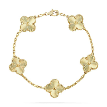 [Noble Aura jewelry]Clover Laser  Pulsar Stone 5-Motif & LOVE Diamond-Paved Bracelet Stack Set