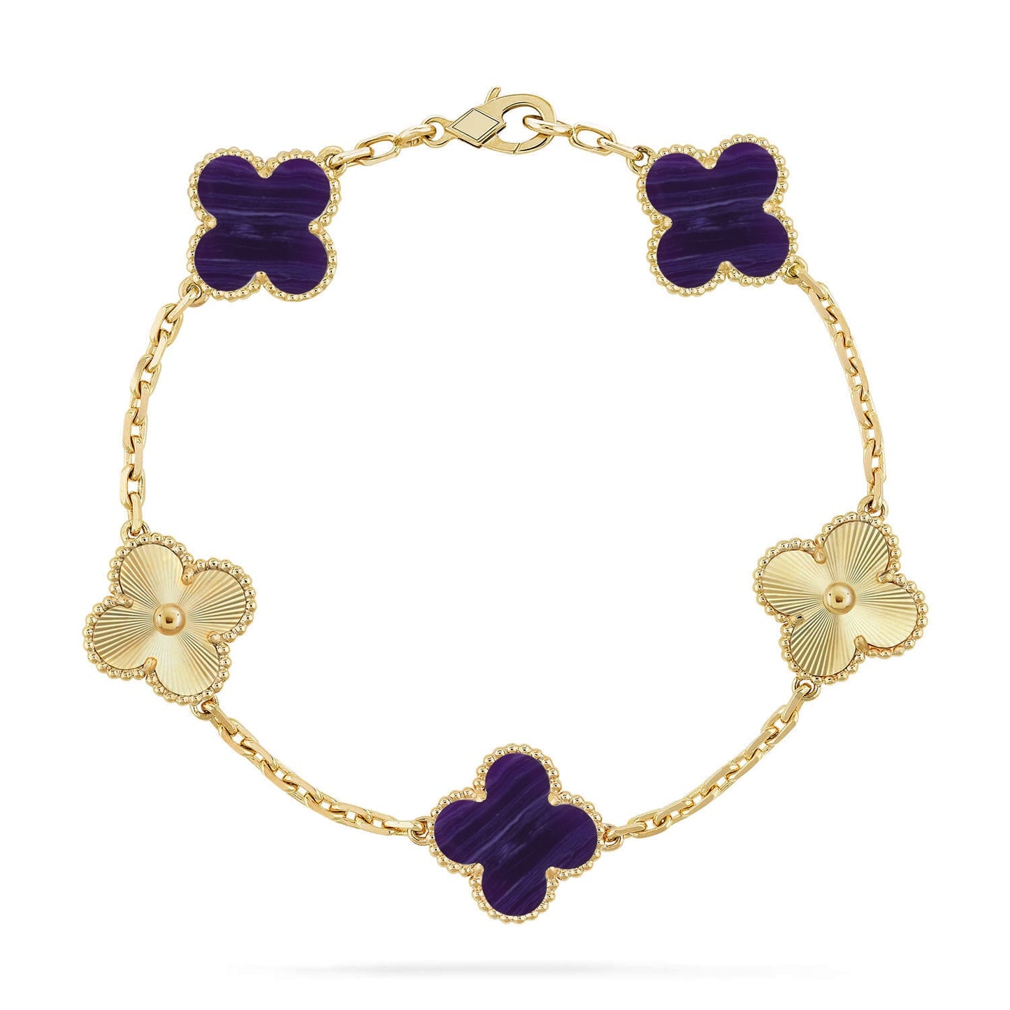 [Noble Aura jewelry]CLOVER 5 MOTIF PURPLE STRIPES BRACELET COLLECTION