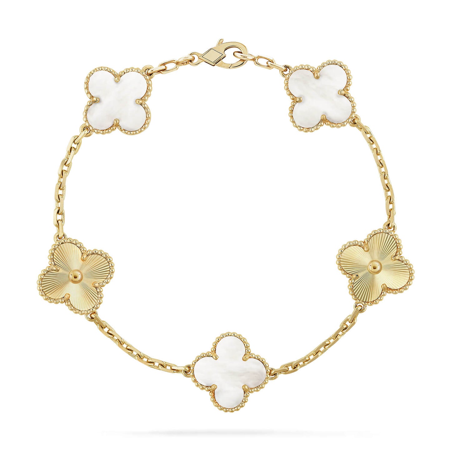 [Noble Aura jewelry]CLOVER WHITE PEARL MOP 5 MOTIF BRACELET COLLECTION
