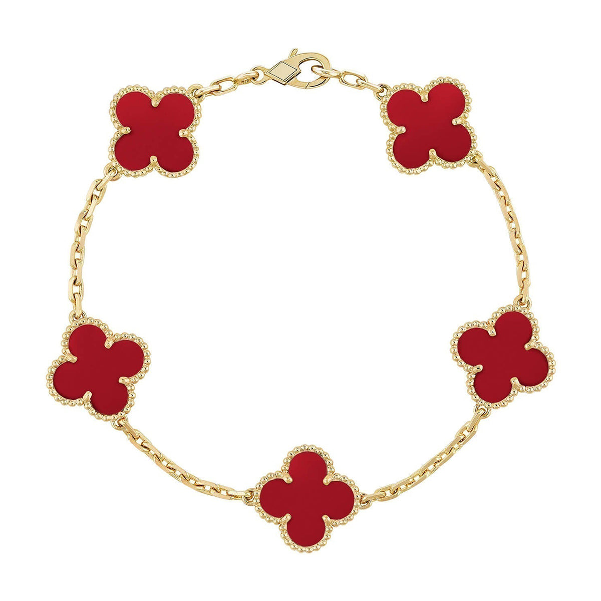 [Noble Aura jewelry] CLOVER 5 MOTIF RED CORNELIAN BRACELET COLLECTION
