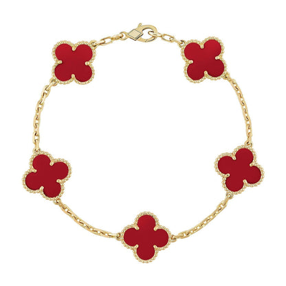 [Noble Aura jewelry] CLOVER 5 MOTIF RED CORNELIAN BRACELET COLLECTION