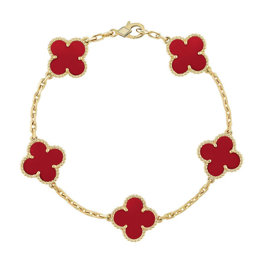 [Noble Aura jewelry] CLOVER 5 MOTIF RED CORNELIAN BRACELET COLLECTION