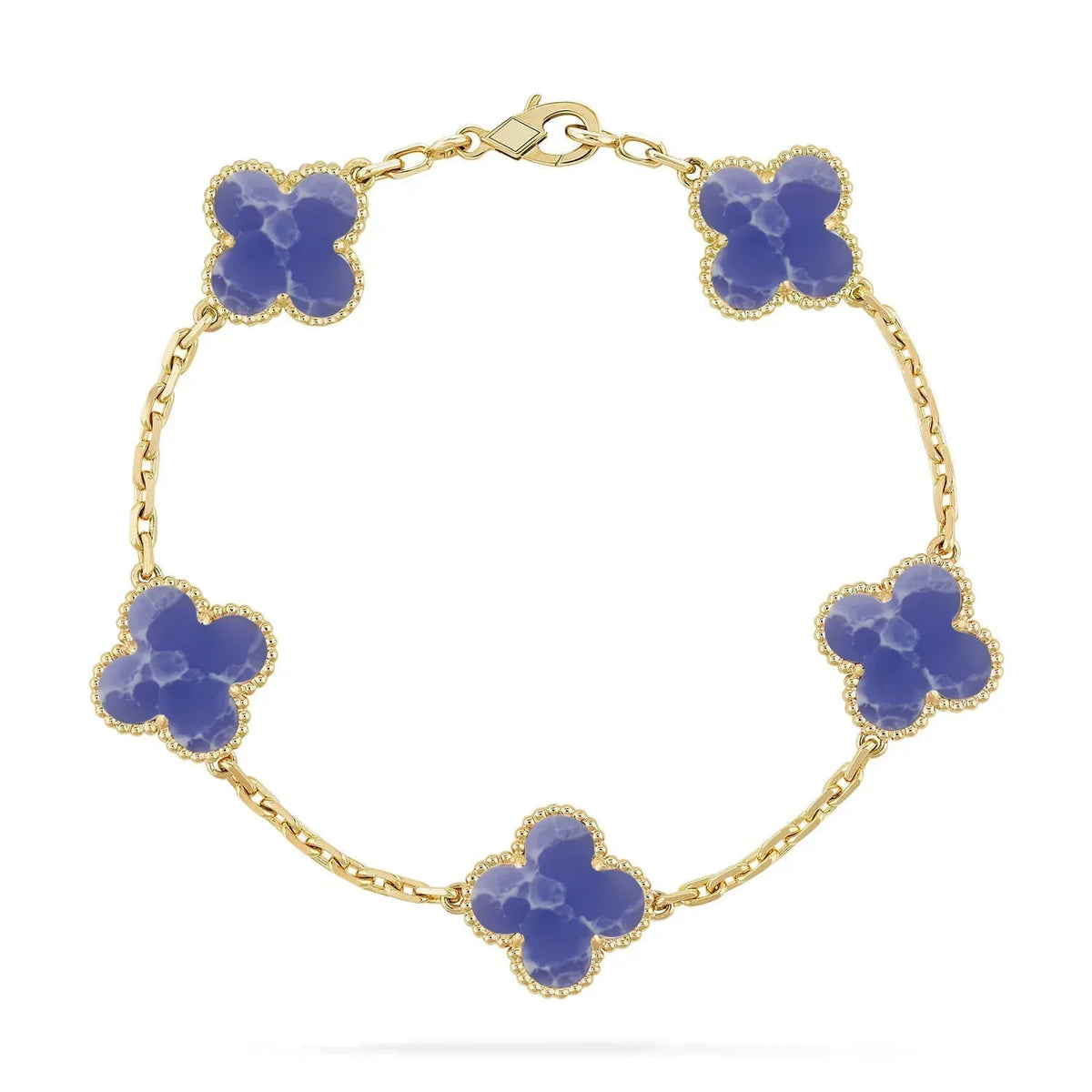 [Noble Aura jewelry] LOVE & JUSTE & Blue Veins Clover 5-Motif Diamond Bracelet Stack Set