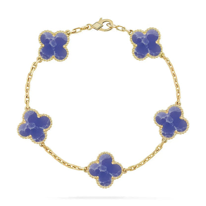 [Noble Aura jewelry] LOVE & JUSTE & Blue Veins Clover 5-Motif Diamond Bracelet Stack Set