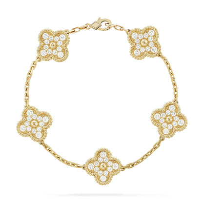 [Noble Aura jewelry] CLOVER 5 MOTIF FULL DIAMOND BRACELET COLLECTION