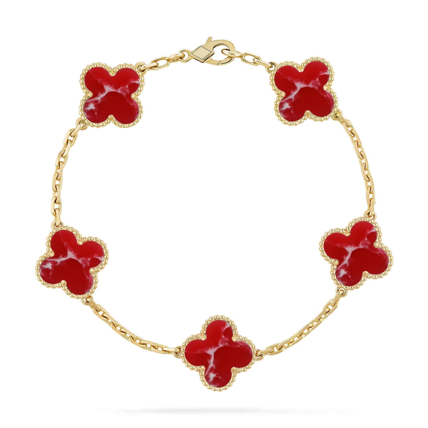 [Noble Aura jewelry]CLOVER 5 MOTIF RED PATTERN BRACELET COLLECTION