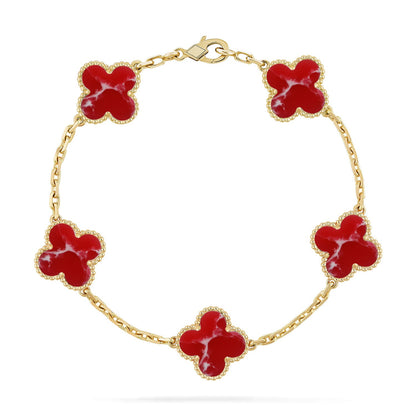 [Noble Aura jewelry]CLOVER 5 MOTIF RED PATTERN BRACELET COLLECTION