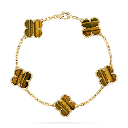 [Noble Aura jewelry] CLOVER 5 MOTIFS TIGER EYE BRACELET COLLECTION