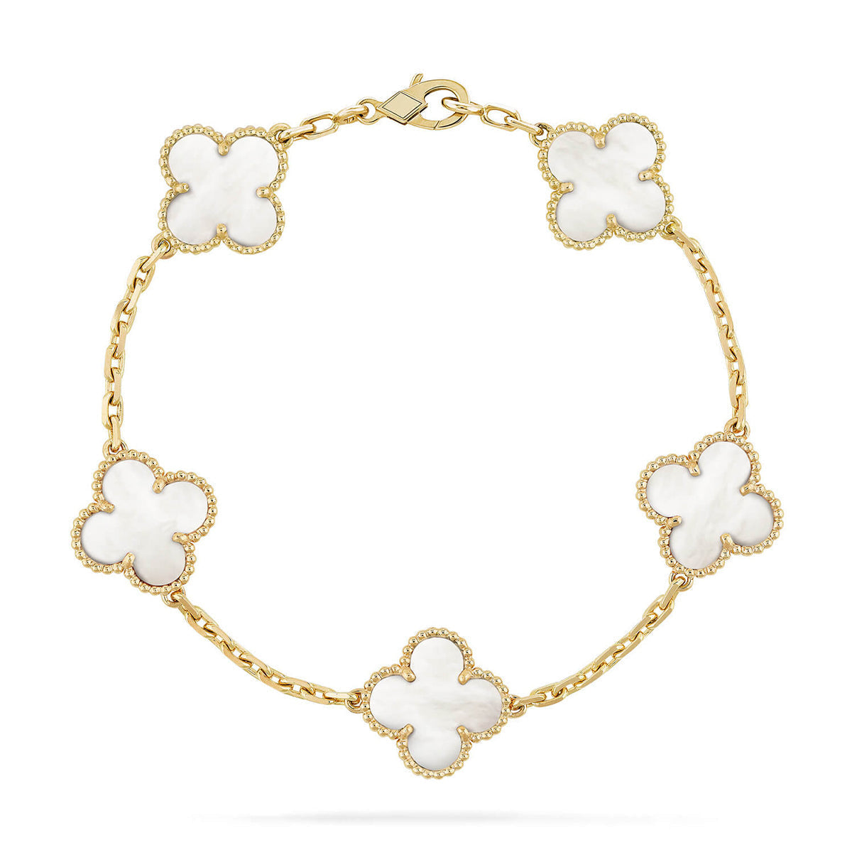 [Noble Aura jewelry]CLOVER WHITE PEARL MOP 5 MOTIF BRACELET COLLECTION