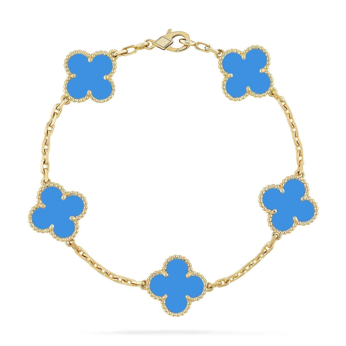[Noble Aura jewelry] CLOVER 5 MOTIF BLUE AGATE BRACELET COLLECTION