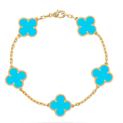 [Noble Aura jewelry] CLOVER 5 MOTIF TURQUOISE BRACELET COLLECTION