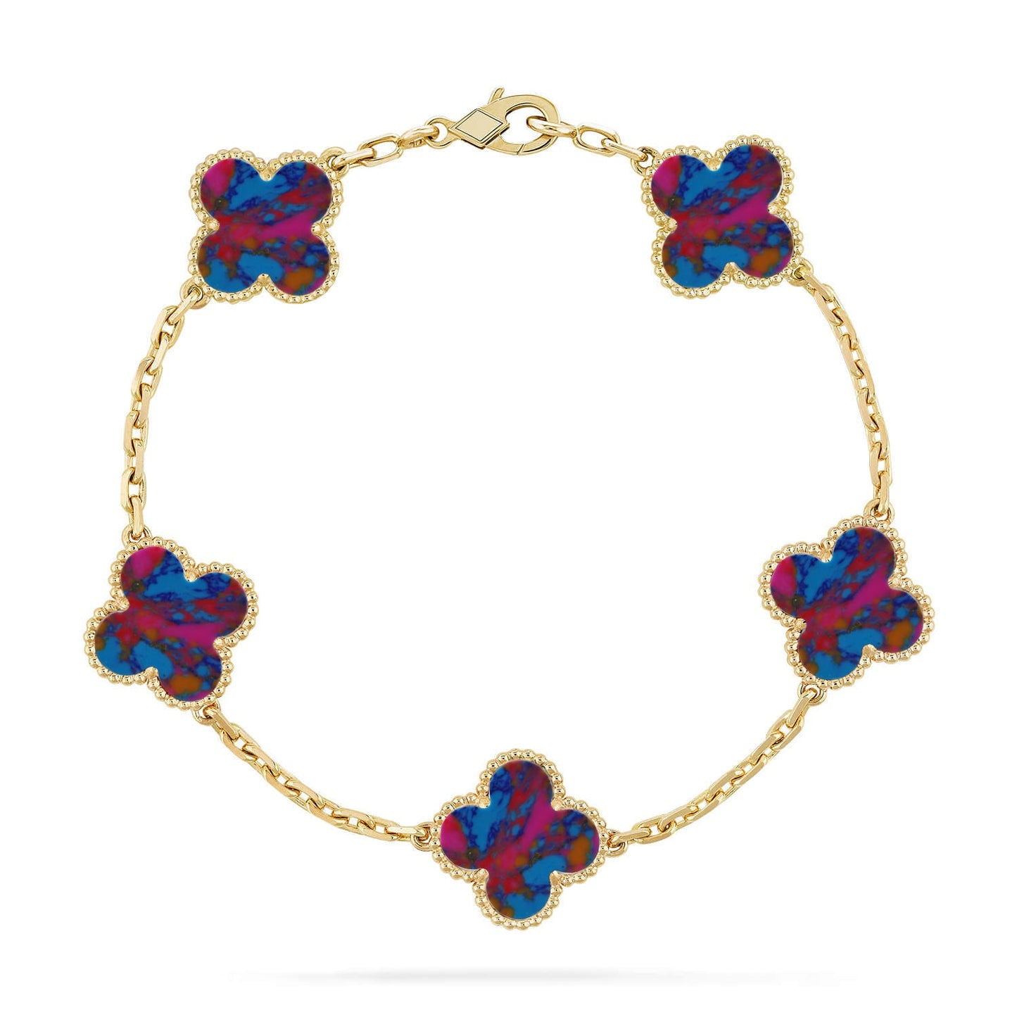 [Noble Aura jewelry]CLOVER 5 MOTIF COLOR GEMSTONES BRACELET COLLECTION