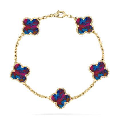 [Noble Aura jewelry]CLOVER 5 MOTIF COLOR GEMSTONES BRACELET COLLECTION