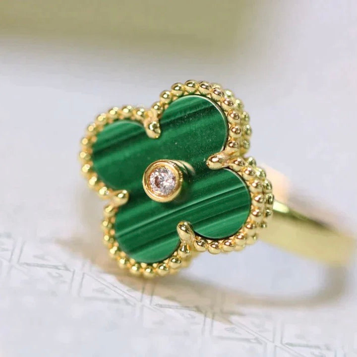 [Noble Aura jewelry]CLOVER MALACHITE RING GOLD DIAMOND