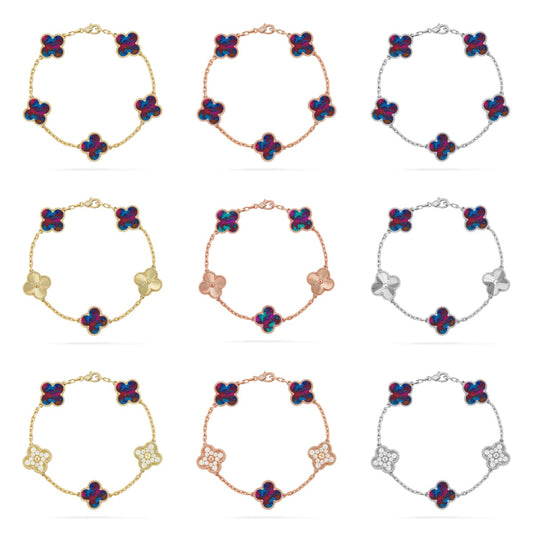 [Noble Aura jewelry]CLOVER 5 MOTIF COLOR GEMSTONES BRACELET COLLECTION