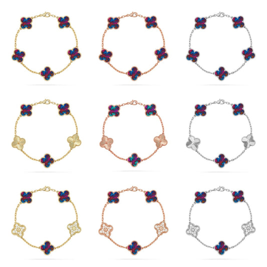 [Noble Aura jewelry]CLOVER 5 MOTIF COLOR GEMSTONES BRACELET COLLECTION