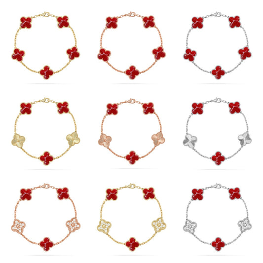 [Noble Aura jewelry]CLOVER 5 MOTIF RED PATTERN BRACELET COLLECTION