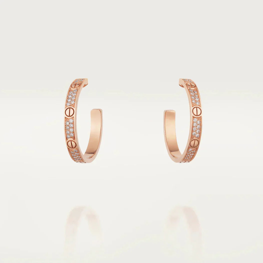 [Noble Aura jewelry]LOVE DIAMOND PINK GOLD HOOP EARRINGS