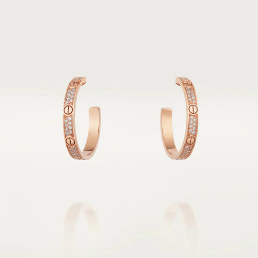 [Noble Aura jewelry]LOVE DIAMOND PINK GOLD HOOP EARRINGS