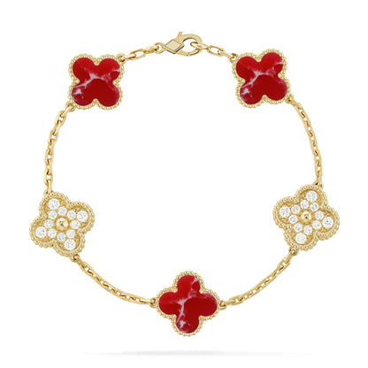 [Noble Aura jewelry]CLOVER 5 MOTIF RED PATTERN BRACELET COLLECTION