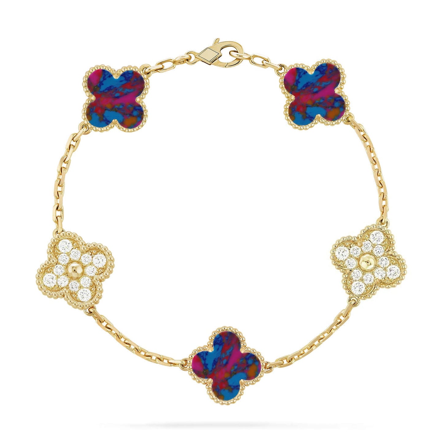 [Noble Aura jewelry]CLOVER 5 MOTIF COLOR GEMSTONES BRACELET COLLECTION
