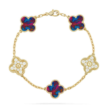 [Noble Aura jewelry]CLOVER 5 MOTIF COLOR GEMSTONES BRACELET COLLECTION