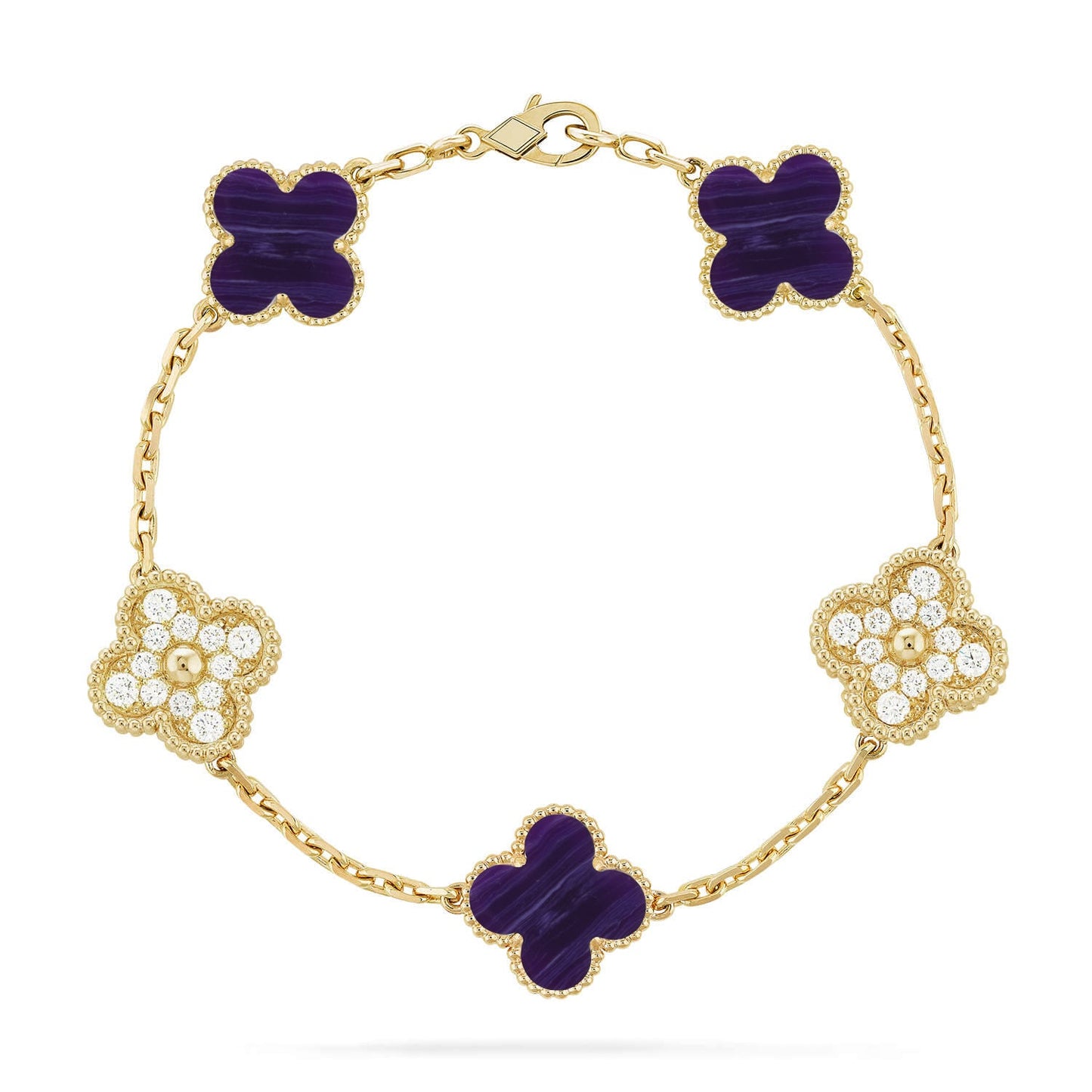 [Noble Aura jewelry]CLOVER 5 MOTIF PURPLE STRIPES BRACELET COLLECTION