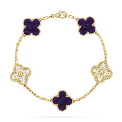 [Noble Aura jewelry]CLOVER 5 MOTIF PURPLE STRIPES BRACELET COLLECTION