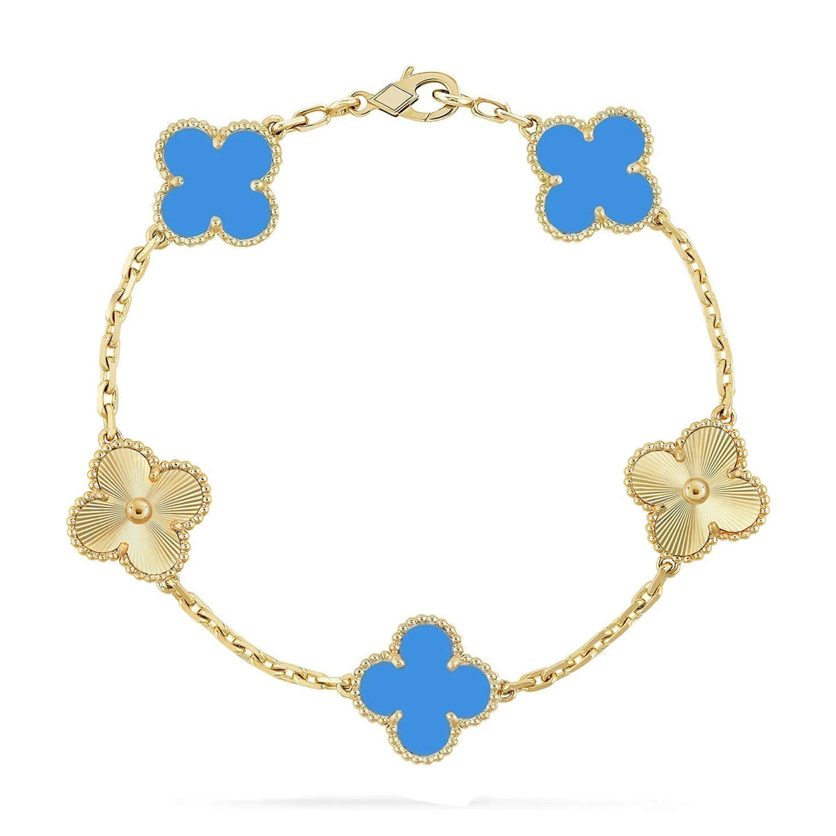 [Noble Aura jewelry] CLOVER 5 MOTIF BLUE AGATE BRACELET COLLECTION